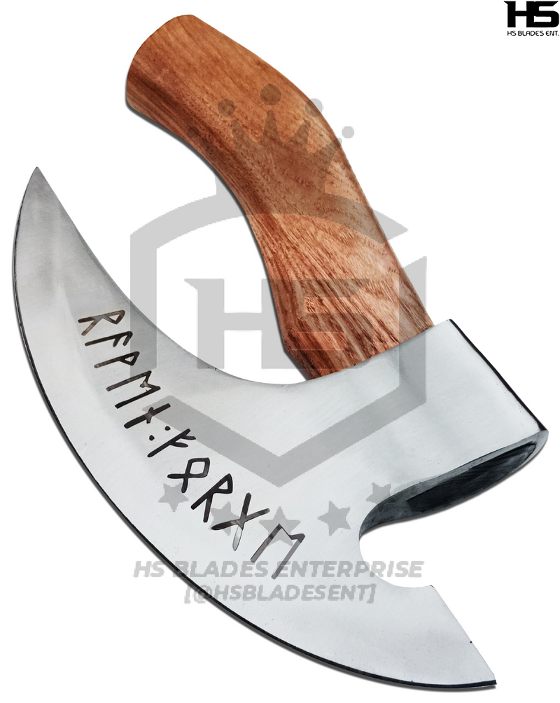 The Runic Pizza Cutter: Hand Forged Viking Pizza Cutter Axe with Leather Sheath & Wooden Box in Just $49-Functional Viking Axe