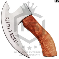 The Runic Pizza Cutter: Hand Forged Viking Pizza Cutter Axe with Leather Sheath & Wooden Box in Just $49-Functional Viking Axe