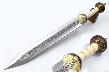 The Venustas Robur: 29" Hand Engraved Roman Gladiator Sword in Just $88 (Spring Steel & D2 Steel versions are Available)-Roman Short Sword