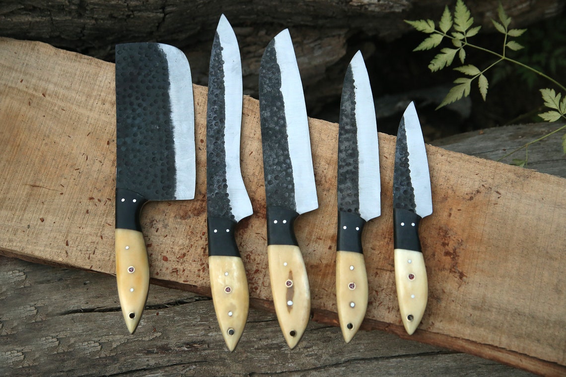DeGordon: Set of 5 Chef Knives with Sheath (Spring Steel, D2 Steel