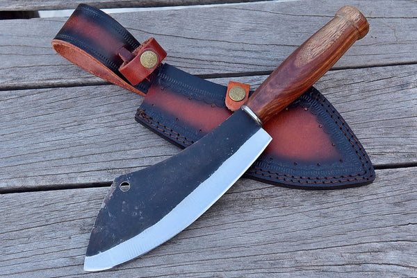 The Boucherie: Cleaver Knife with Sheath (Spring Steel, D2 Steel