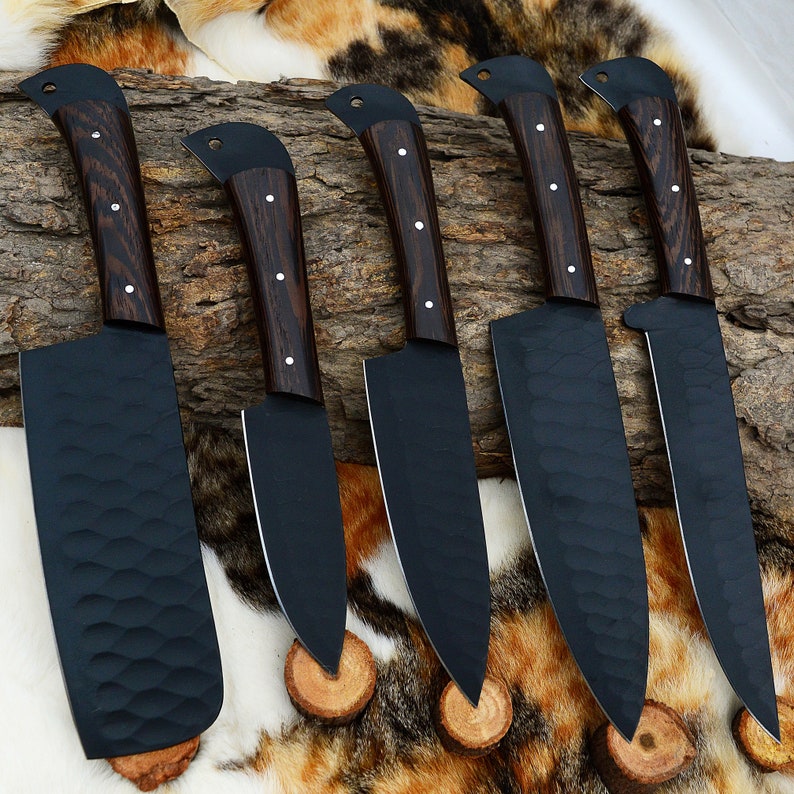 Hand Forged Chef Knives Kitchen Set Damascus Steel Knives Set